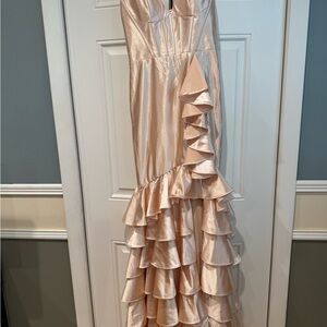 Elegant Ruffled Satin Gown